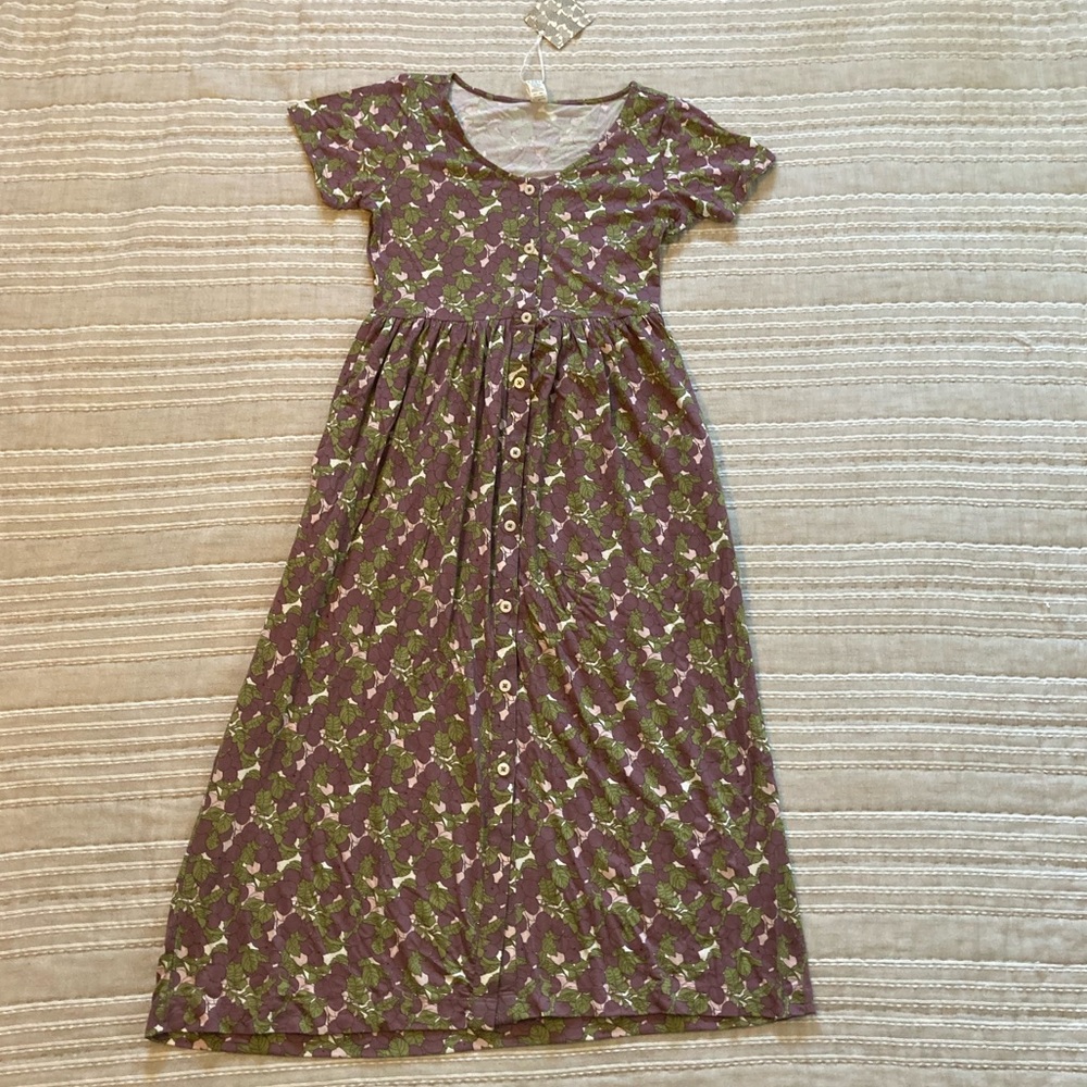Kate Quinn plum button dress